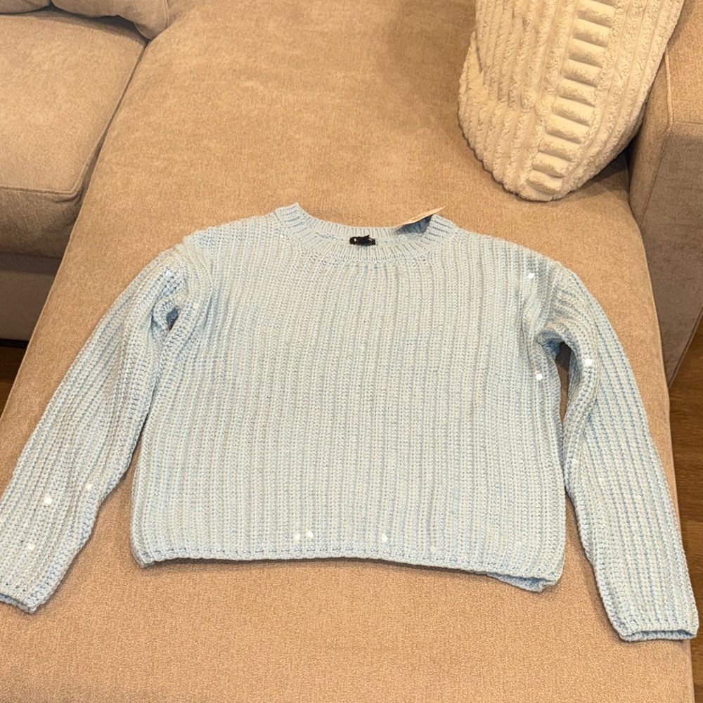 INC International Concepts Light Blue Crew Neck Sweater